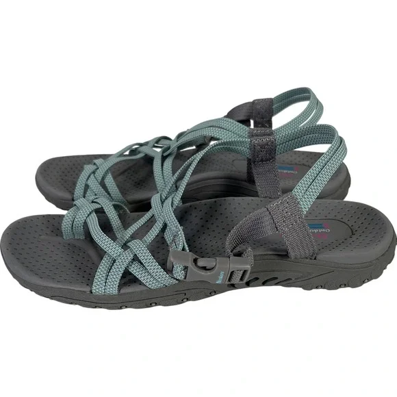 Skechers Women’s Gray/Blue Strappy Slingback Sport Sandals - 8 - Picture 5 of 8
